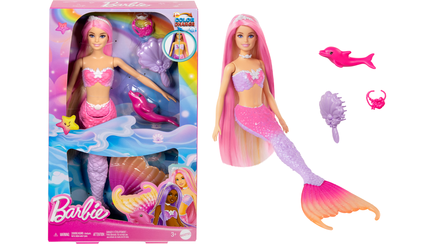 Panenka Barbie HRP97 Dotek kouzla – mořská panna Malibu