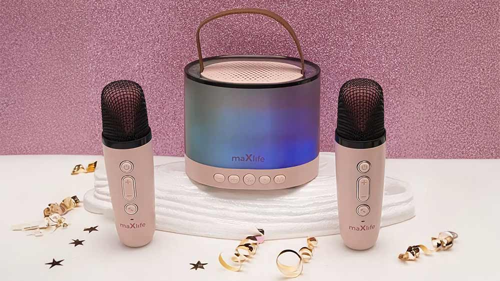 Karaoke set Maxlife MXKS-200 Bluetooth s LED osvětlením na stole s konfety_03