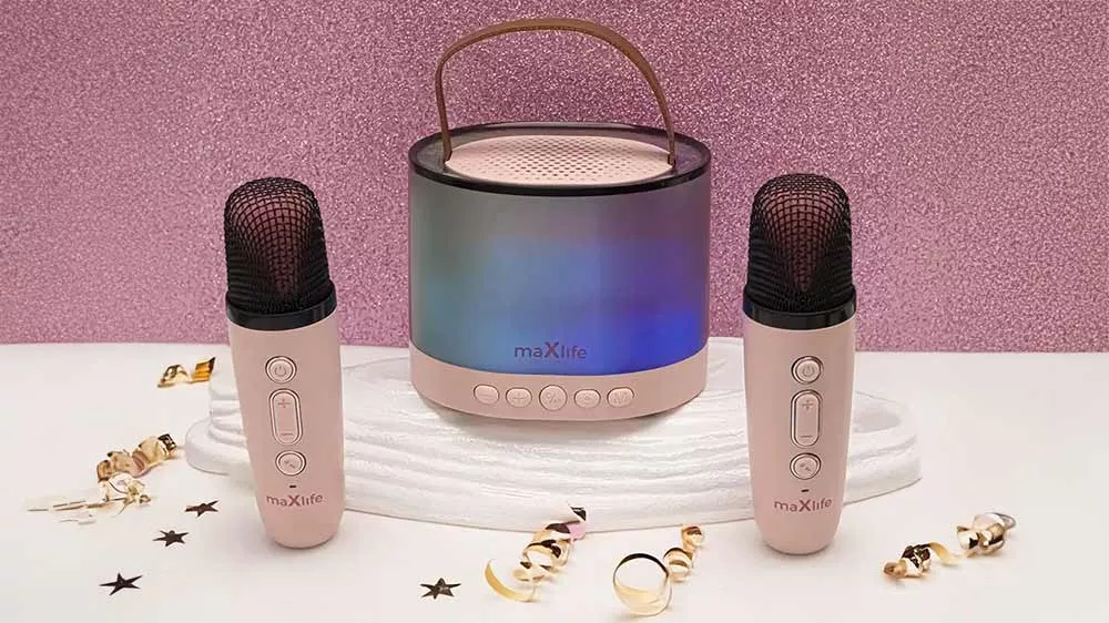 Karaoke set Maxlife MXKS-200 Bluetooth s LED osvětlením na stole s konfety_03