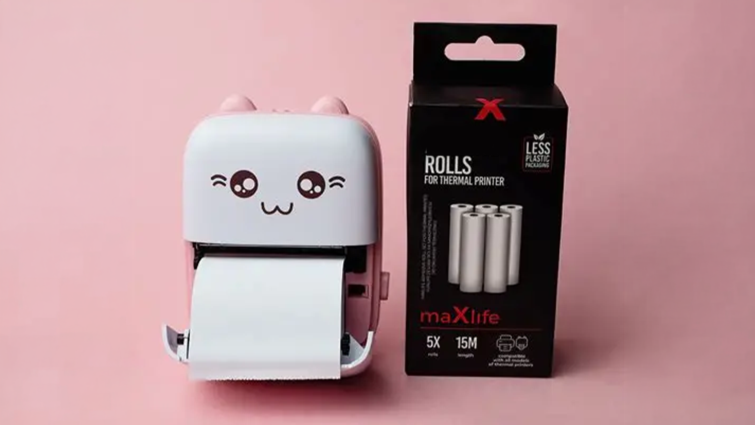 Sada náhradních rolí do termotiskáren MAXLIFE vedle tiskárny Maxlife