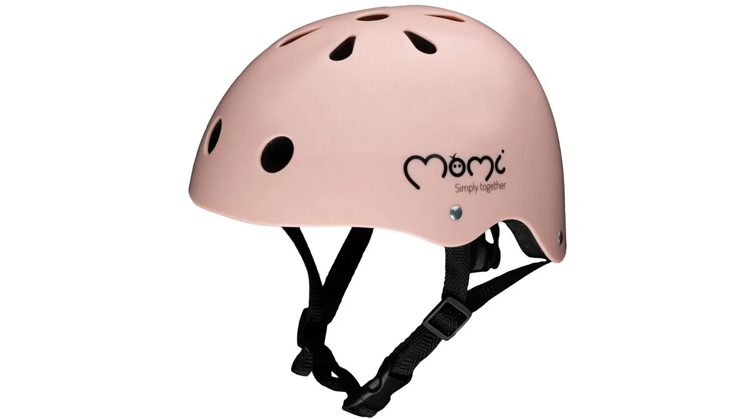 Dětská cyklistická přilba MoMi MIMI ROBI00017 matte pink v růžové barvě na bílém pozadí