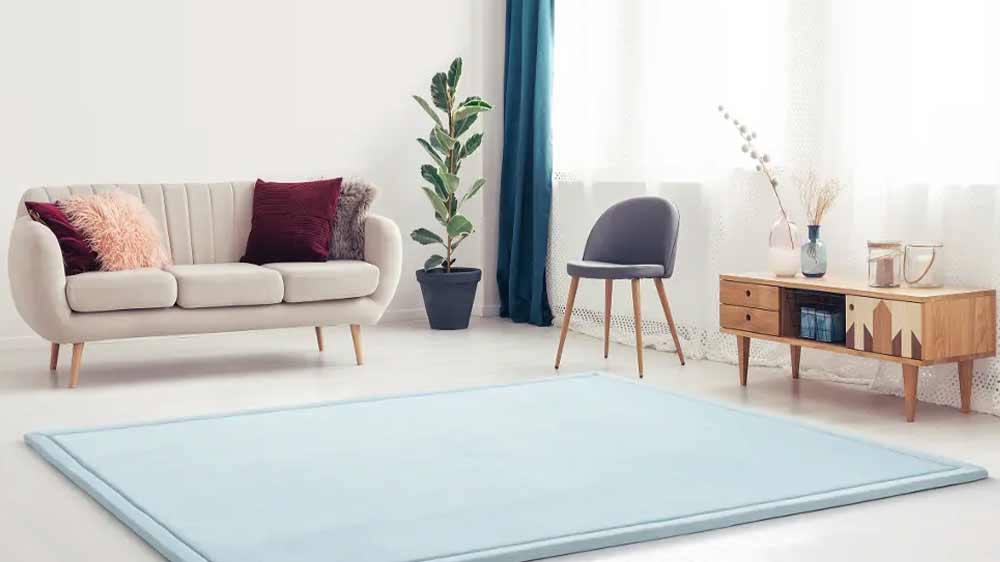 Koberec tyrkysový MOMOMI 120 × 200 cm v pokoji_02