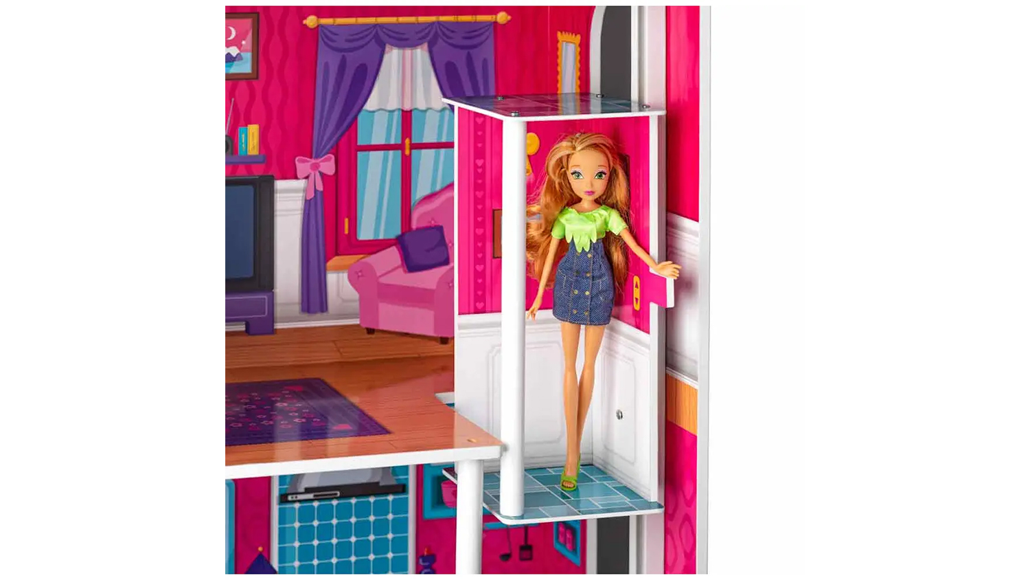 Panenka Barbie jede ve v&yacute;tahu v domečku Mirabella