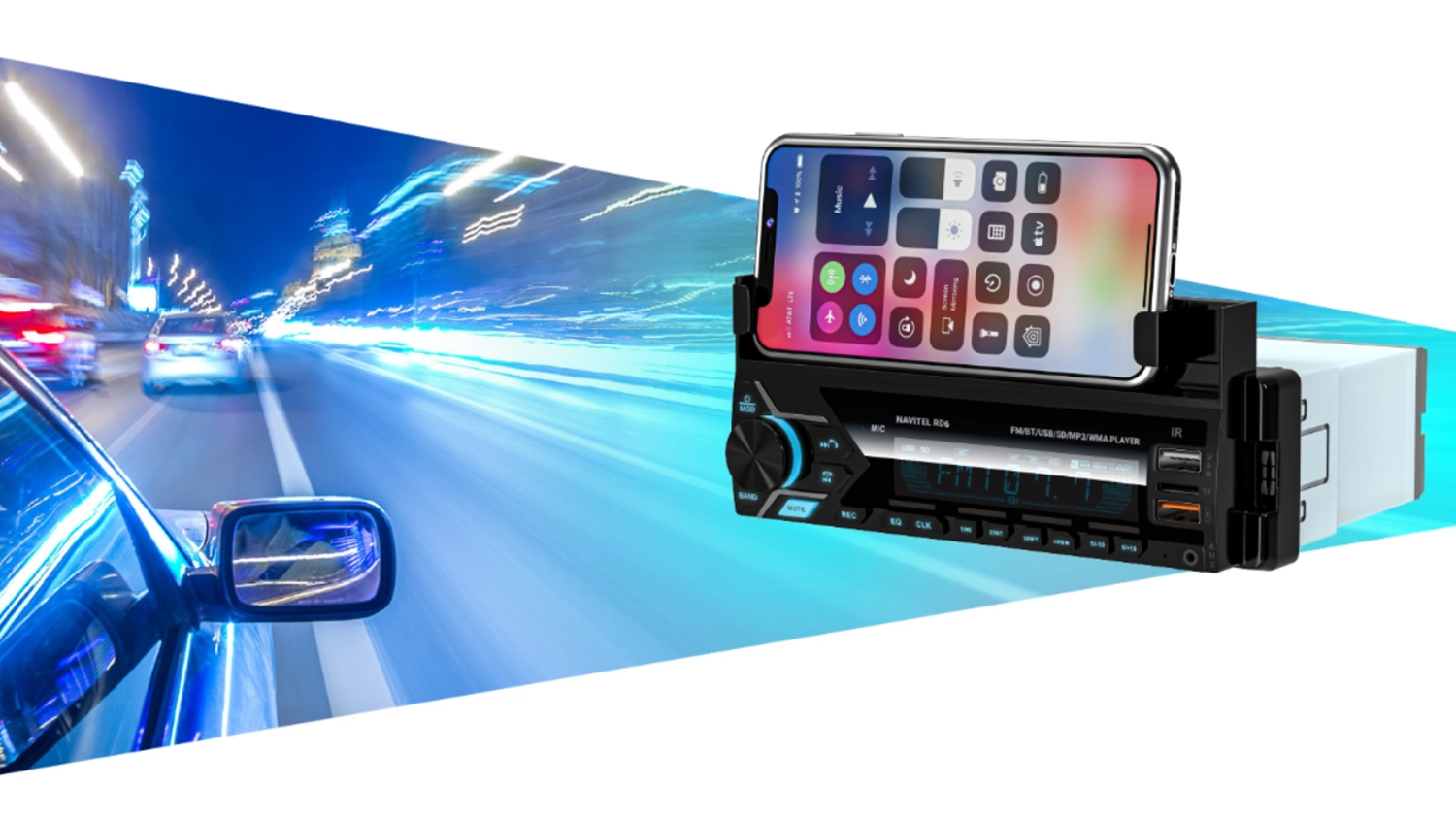 Fotografie silnice z auta a autor&aacute;dio NAVITEL RD6