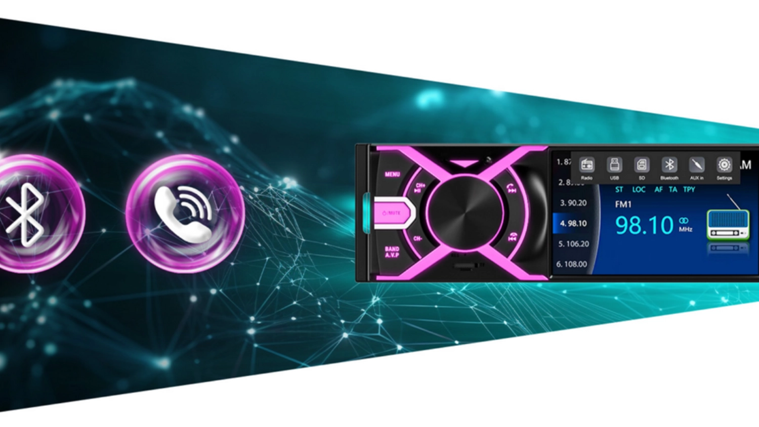 NAVITEL RD9 s grafikou telefónu a Bluetooth