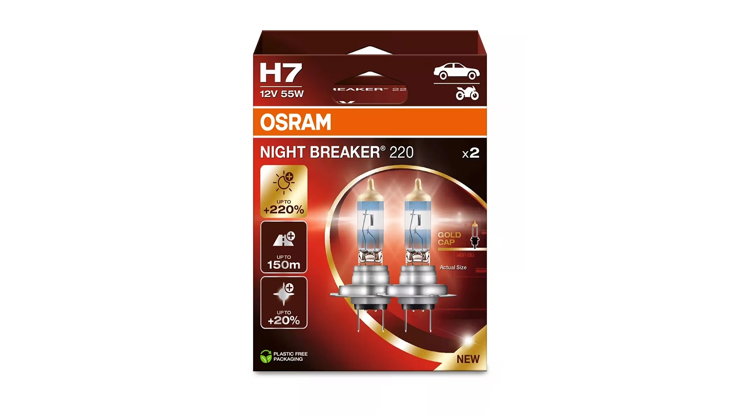 Balenie autožiaroviek OSRAM H7 Night Breaker 220% Duo-Box 12V 55W