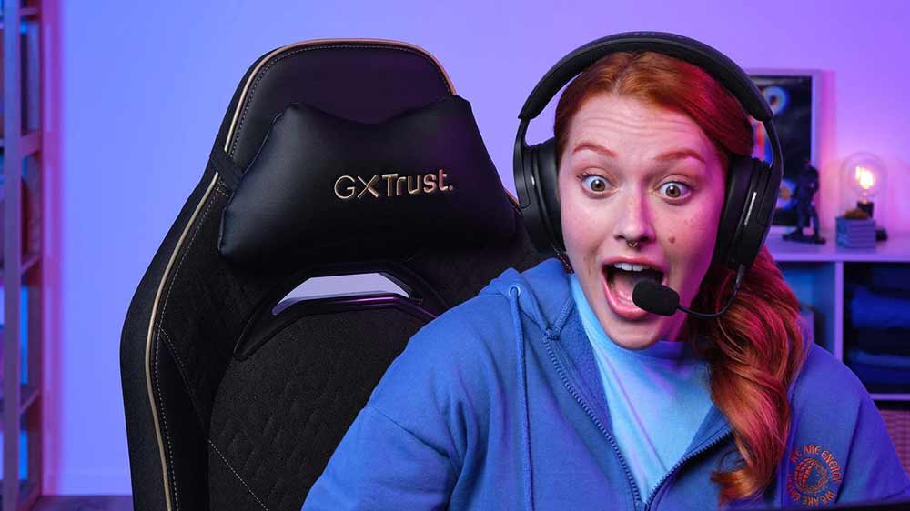 Dívka hrající na židli Trust GXT 721 Ruya Pro Premium_02