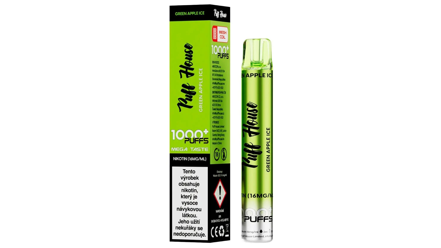 E-cigareta Puff House Green Apple Ice 1000+