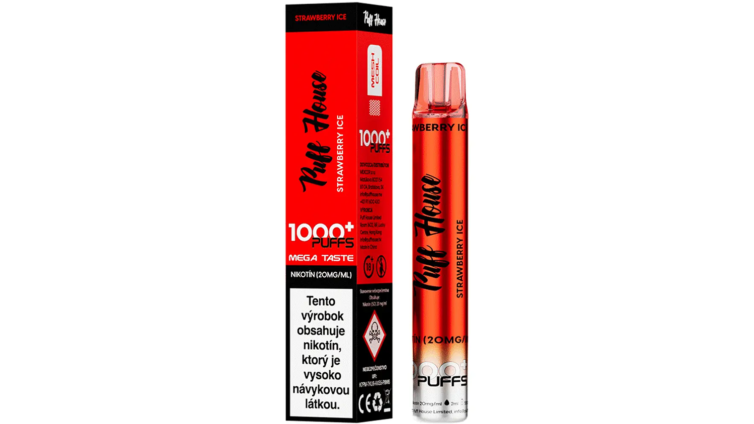 E-cigareta Puff House Strawberry Ice 1 000+ Puffs