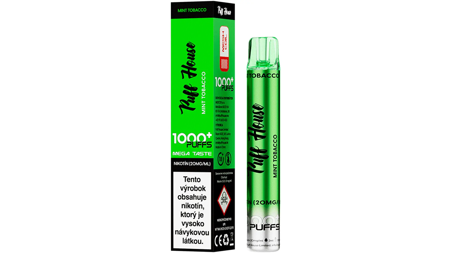 E-cigareta Puff House Mint Tobacco 1 000+ Puffs