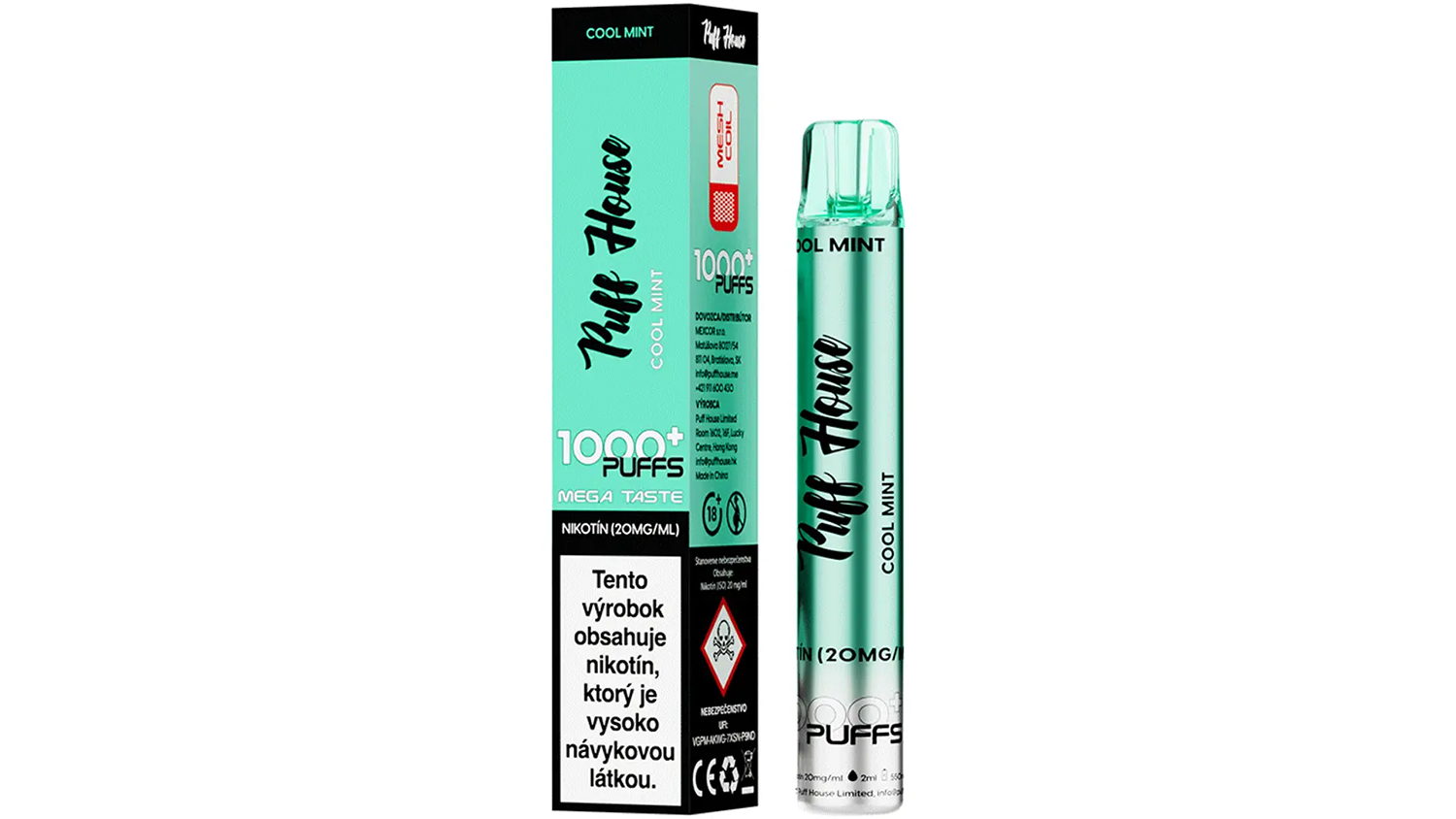 E-cigareta Puff House Cool Mint 1 000+ Puffs
