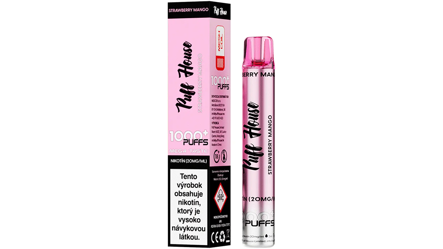 E-cigareta Puff House Strawberry Mango 1 000+ Puffs