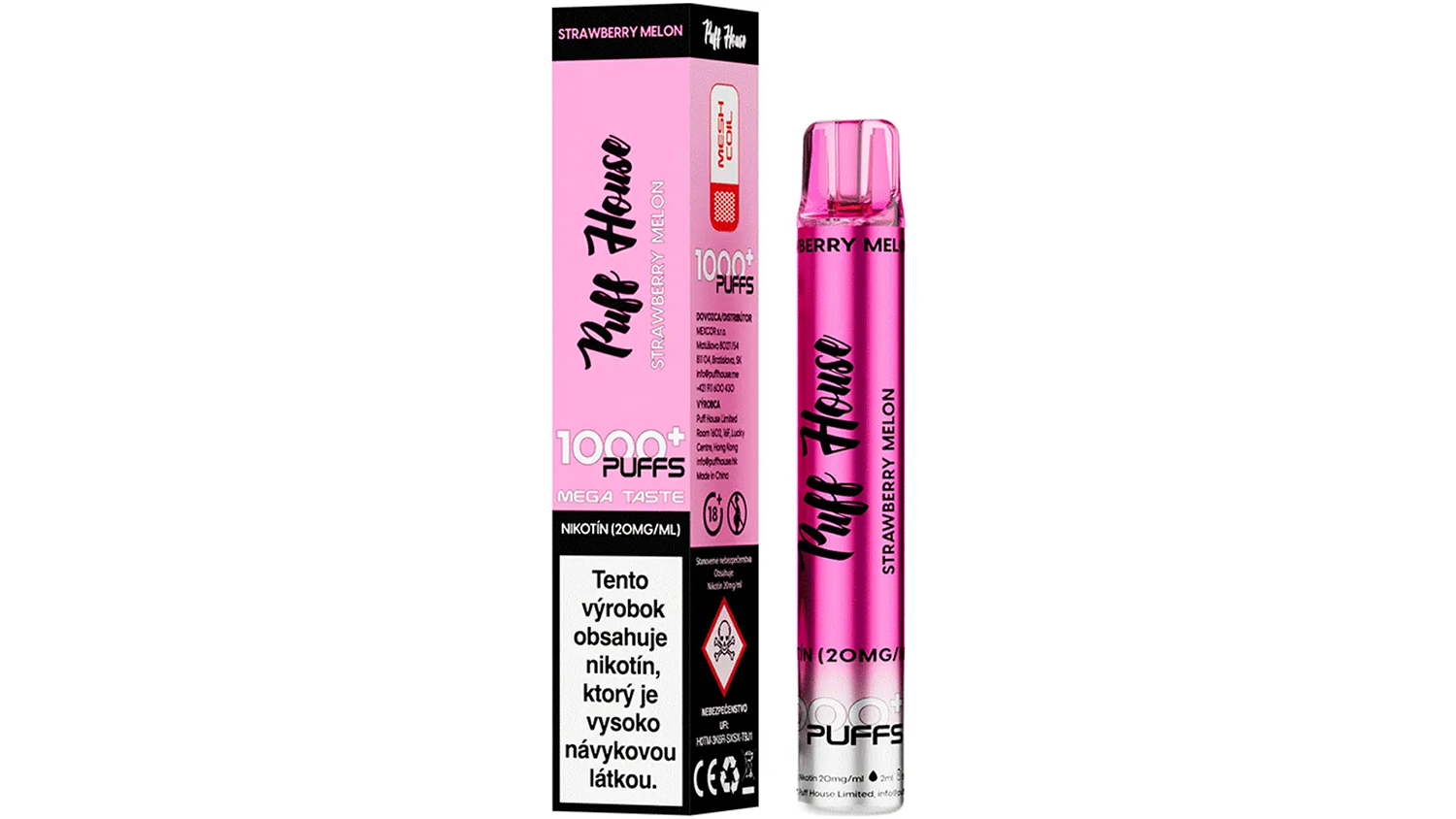 E-cigareta Puff House Strawberry Melon 1 000+ Puffs