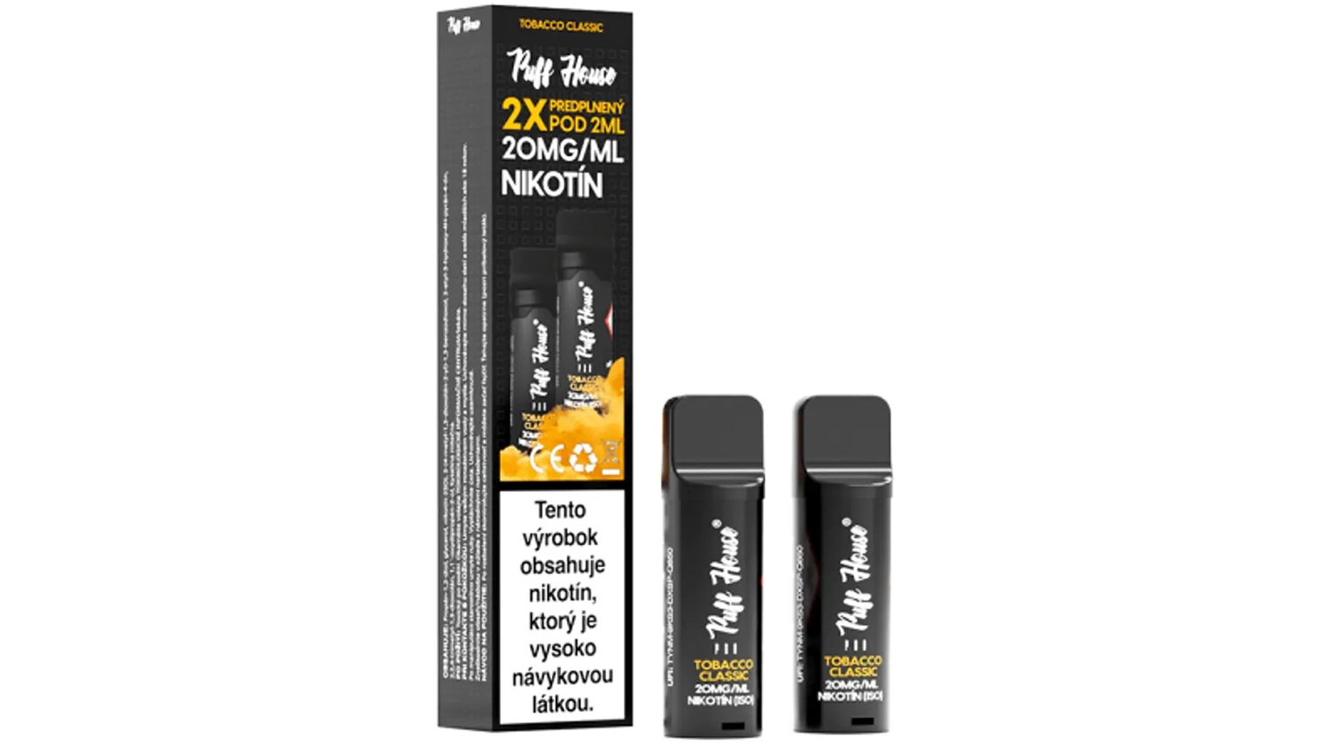 Predplnen&yacute; POD k e-cigarete Puff House POD Tobacco Classic 2 ks