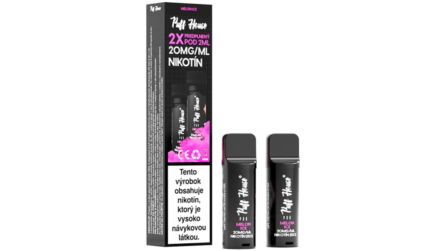 Predplnený POD k e-cigarete Puff House POD Melon Ice 2 ks