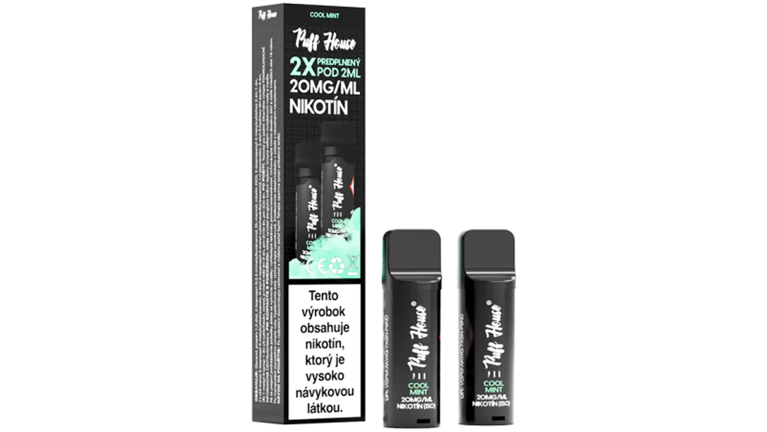 Predplnený POD k e-cigarete Puff House POD Cool Mint 2 ks