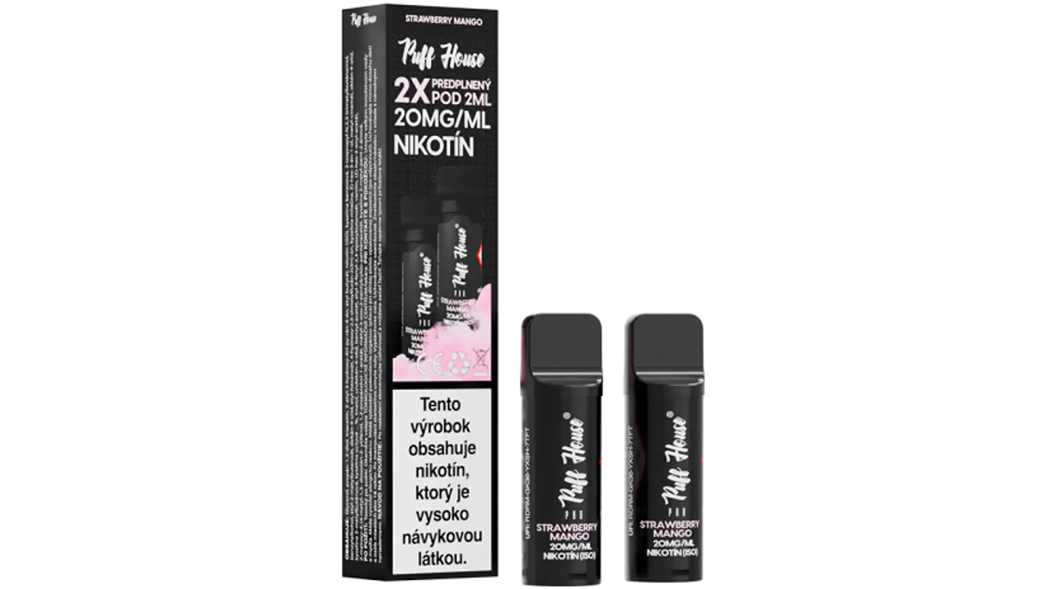 Predplnený POD k e-cigarete Puff House POD Strawberry Mango 2 ks
