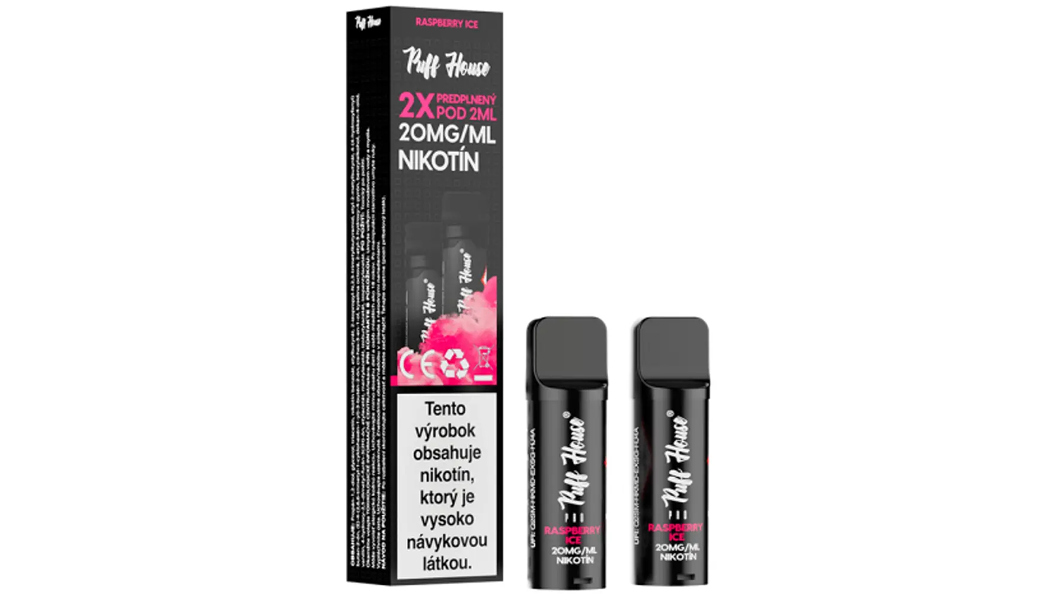 Predplnený POD k e-cigarete Puff House POD Malina Ice 2 ks