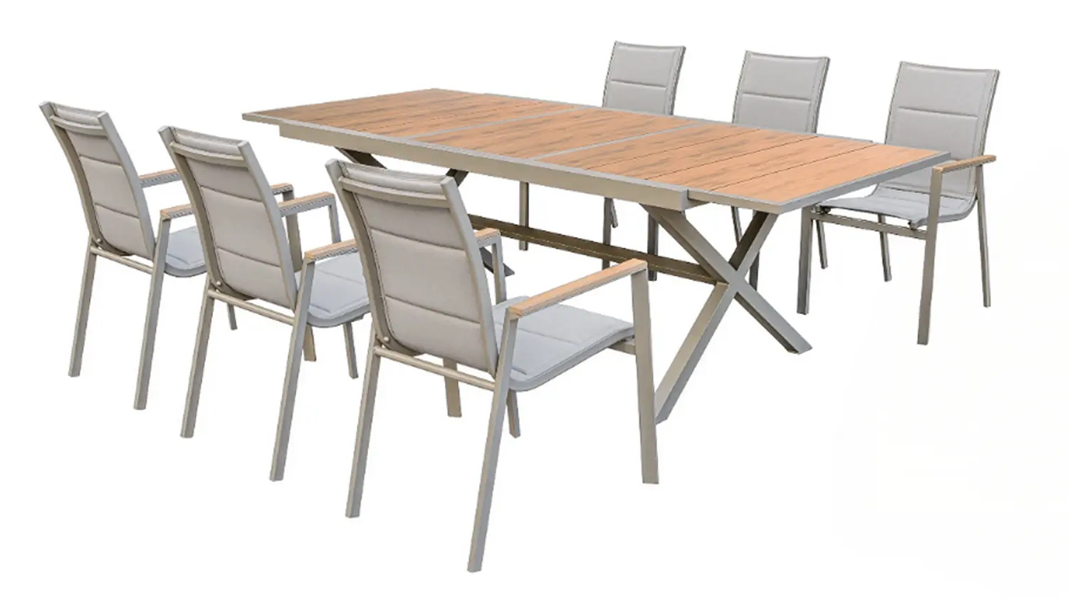 Set zahradn&iacute;ho n&aacute;bytku Fieldmann Victoria 6 &ndash; rozložen&yacute; stůl