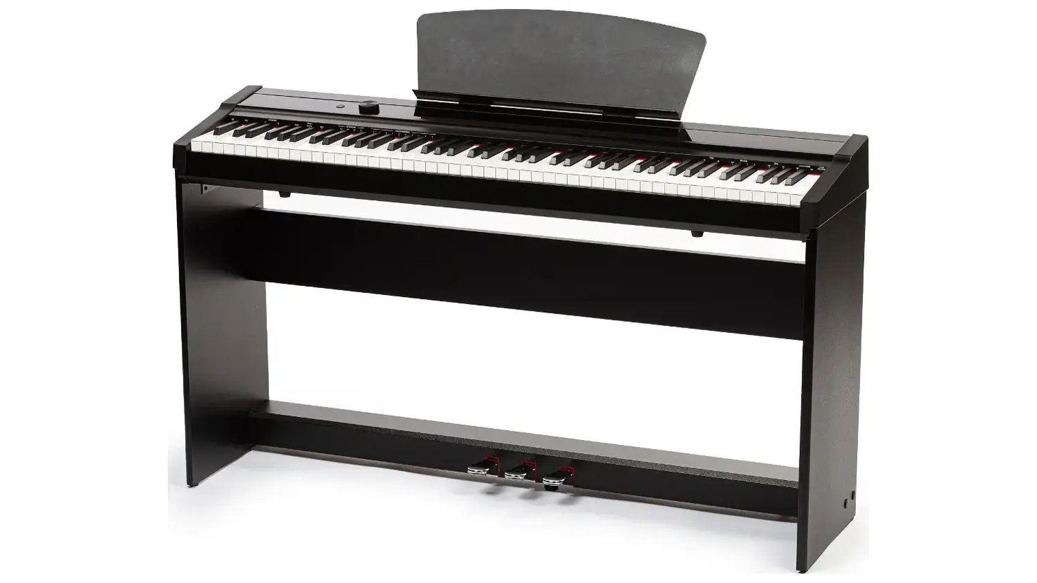 Digitální piano Sencor SDP 50 BK z čela se zvednutým stojánkem na noty