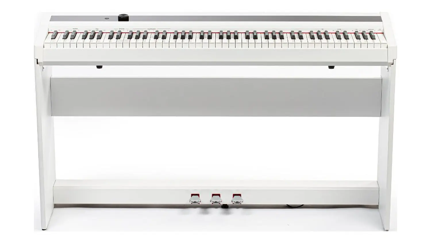 Digit&aacute;ln&iacute; piano se stojanem a 3 ped&aacute;ly Sencor SDP 50 WH z čela