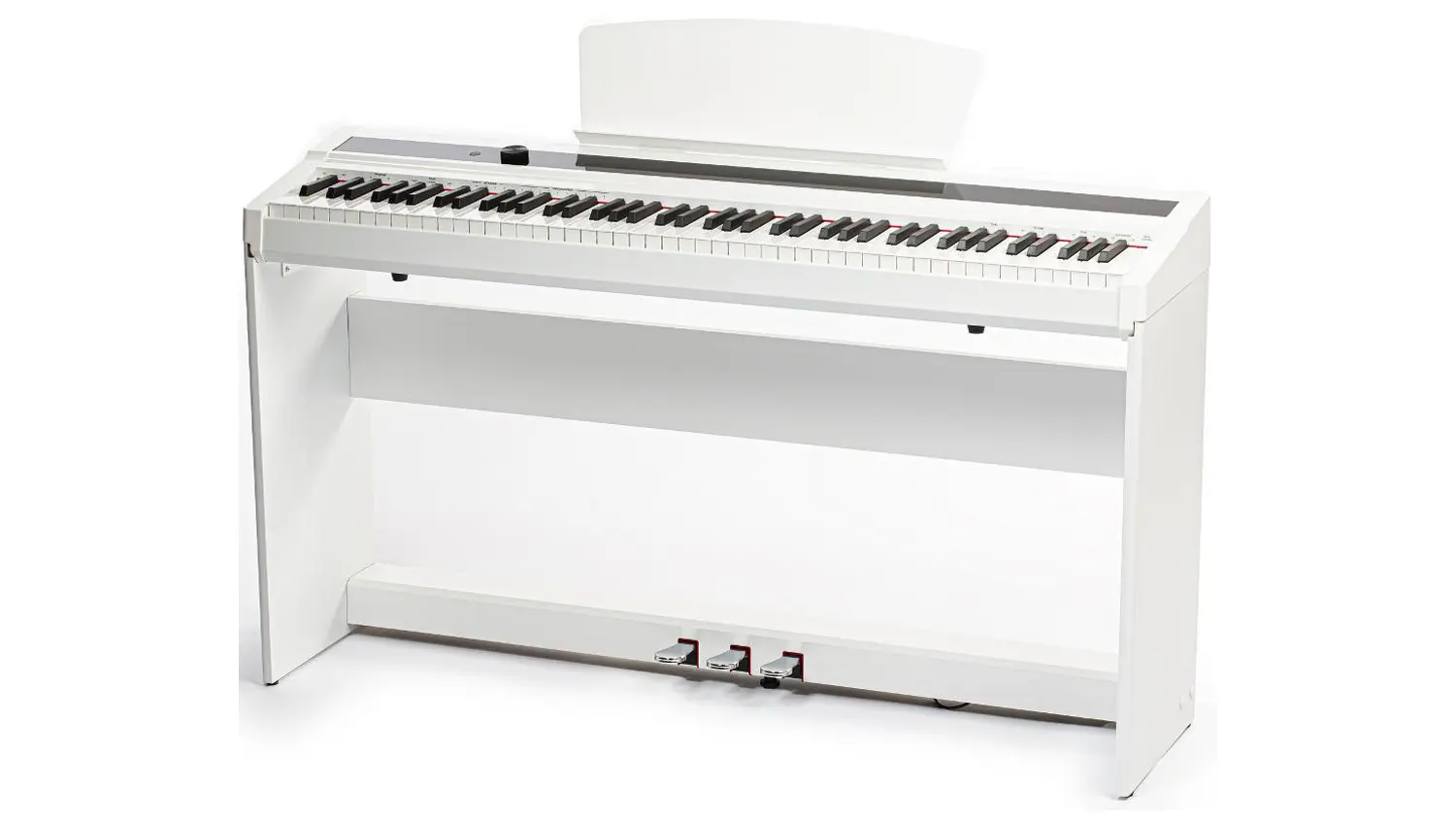 Digit&aacute;ln&iacute; piano Sencor SDP 50 WH z čela se zvednut&yacute;m stoj&aacute;nkem na noty