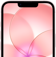 iPhone 17e, čiastočný pohľad na prednú stranu s Ceramic Shieldom 2, svetloružová farba, pozadie s ružovým kvetom