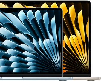 Dva MacBooky Air pro srovnání velikostí displejů s&nbsp;úhlopříčkou 13,6&nbsp;palce a&nbsp;15,3&nbsp;palce