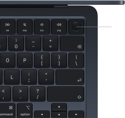 Klávesnice MacBooku&nbsp;Air, je zvýrazněné umístění tlačítka Touch&nbsp;ID