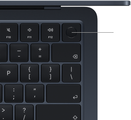 Klávesnice MacBooku&nbsp;Air, je zvýrazněné umístění tlačítka Touch&nbsp;ID
