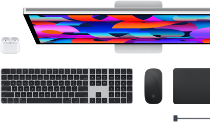 Doplnky k Macu: AirPods, Studio Display, Magic Keyboard, Magic Mouse, Magic Trackpad, nabíjací kábel MagSafe