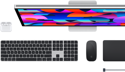 Doplnky k Macu: AirPods, Studio Display, Magic Keyboard, Magic Mouse, Magic Trackpad, nabíjací kábel MagSafe