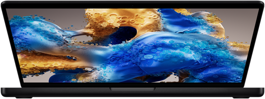 Pootevřený MacBook Pro odhalující barevnou obrazovku