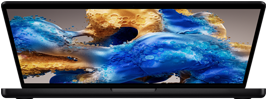 Pootvorený MacBook Pro odhaľujúci farebnú obrazovku
