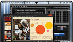 Vesmírně černý MacBook Pro s PROLED XDR displejem, na obrazovce je prezentace v Microsoft PowerPointu, jejíž obsah uživatel vytváří pomocí JupyterLabu a Terminálu