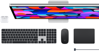 AirPody, Studio Display, Magic Keyboard, Magic Mouse, Magic Trackpad, MagSafe nabíjecí kabel