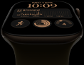 Apple Watch Series 12, pouzdro z tmavě bronzového hliníku, ciferník Modulární, komplikace: den a datum, Cvičení, kroužky aktivity, Hudba, na pravém boku korunka Digital Crown, olivový sportovní řemínek