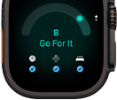 Apple Watch Ultra 4, titanové pouzdro, černá barva, skóre připravenosti 8, na pravém boku korunka Digital Crown, vyvýšené boční tlačítko